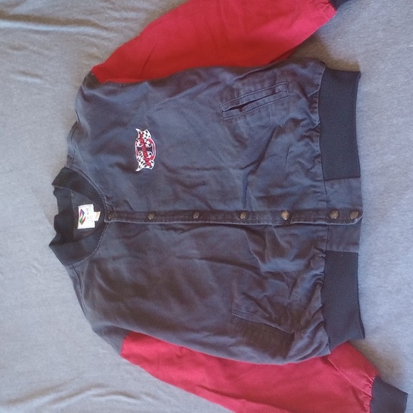 Vintage Bomber Varsity Jacket Adult XXL Black Red Canvas Embroidered Dynojet - Picture 1 of 10